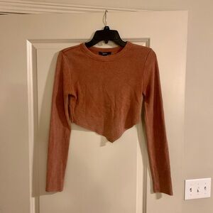 Forever 21 Copper Brown Long Sleeve Crop Top